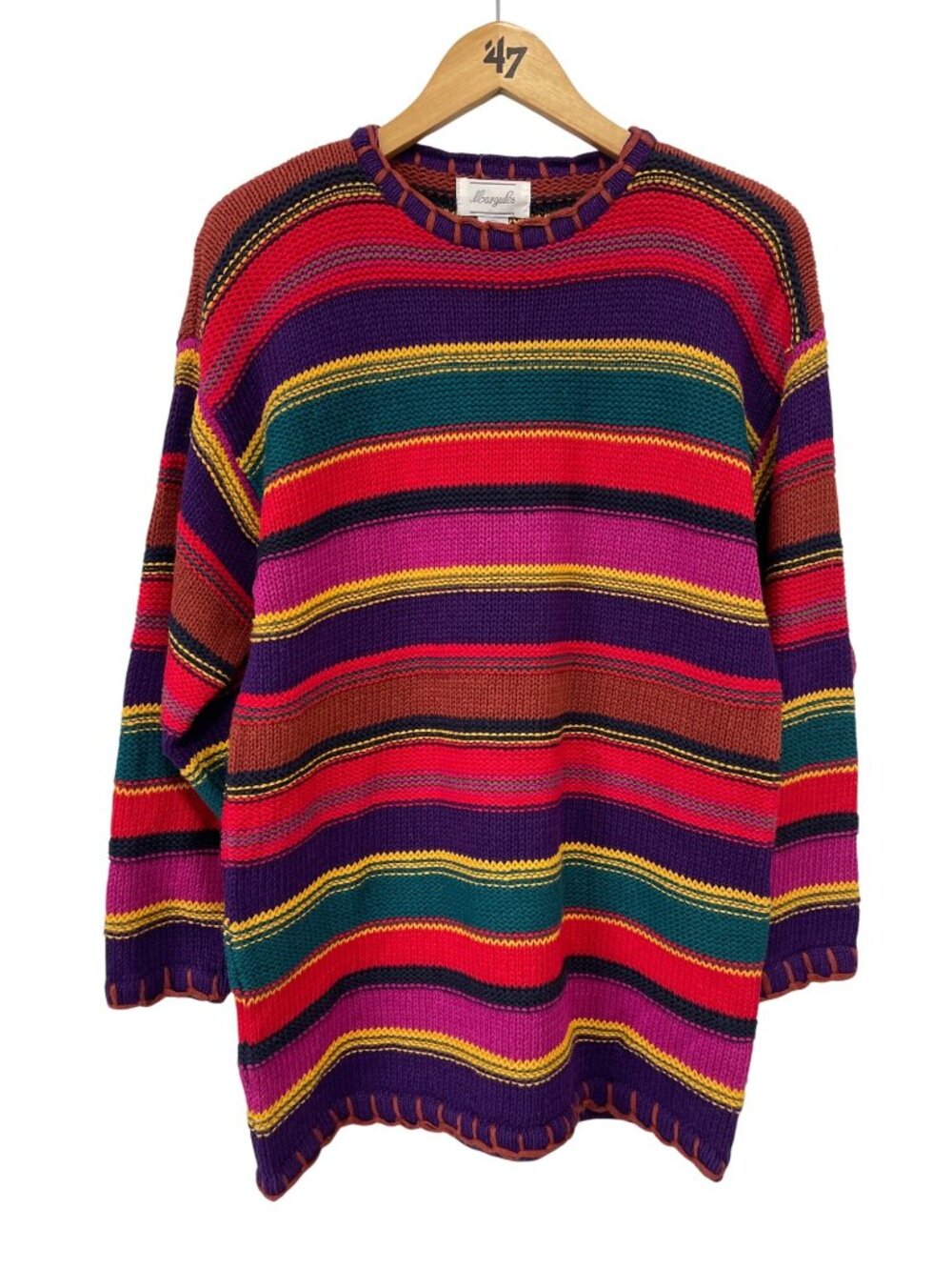 Vintage 90s Margules Sweater Size Medium Colorful Striped Knitwear Deadstock NEW